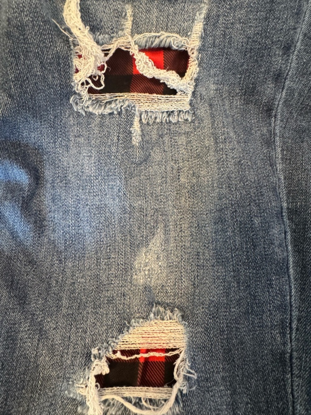 Judy Blue Blue Skinny Jeans with Red Plaid Patch Accents - Picture 7 of 7